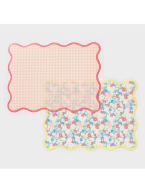 2pk Gingham and Floral Placemat Pink - Pillowfort